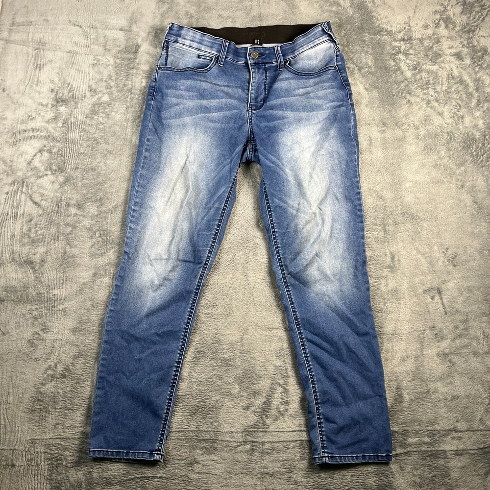 Soundstyle Skinny Jeans Women 12 Blue Whiskered Denim Cotton Stretch Medium Wash